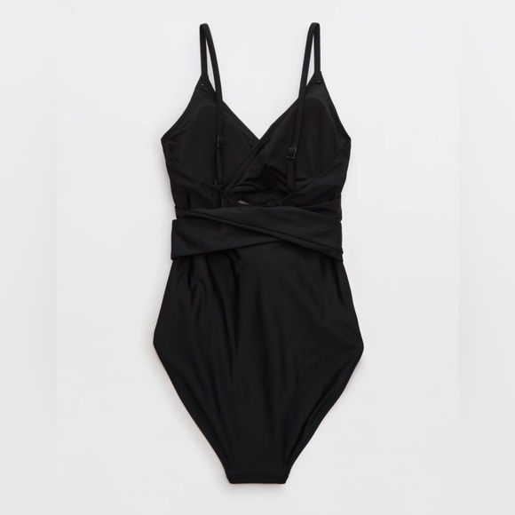 🖤 Aerie Black Wrap One-Piece Swimsuit — Size Medium, full coverage Wrap Swimsuit - Picture 2 of 5